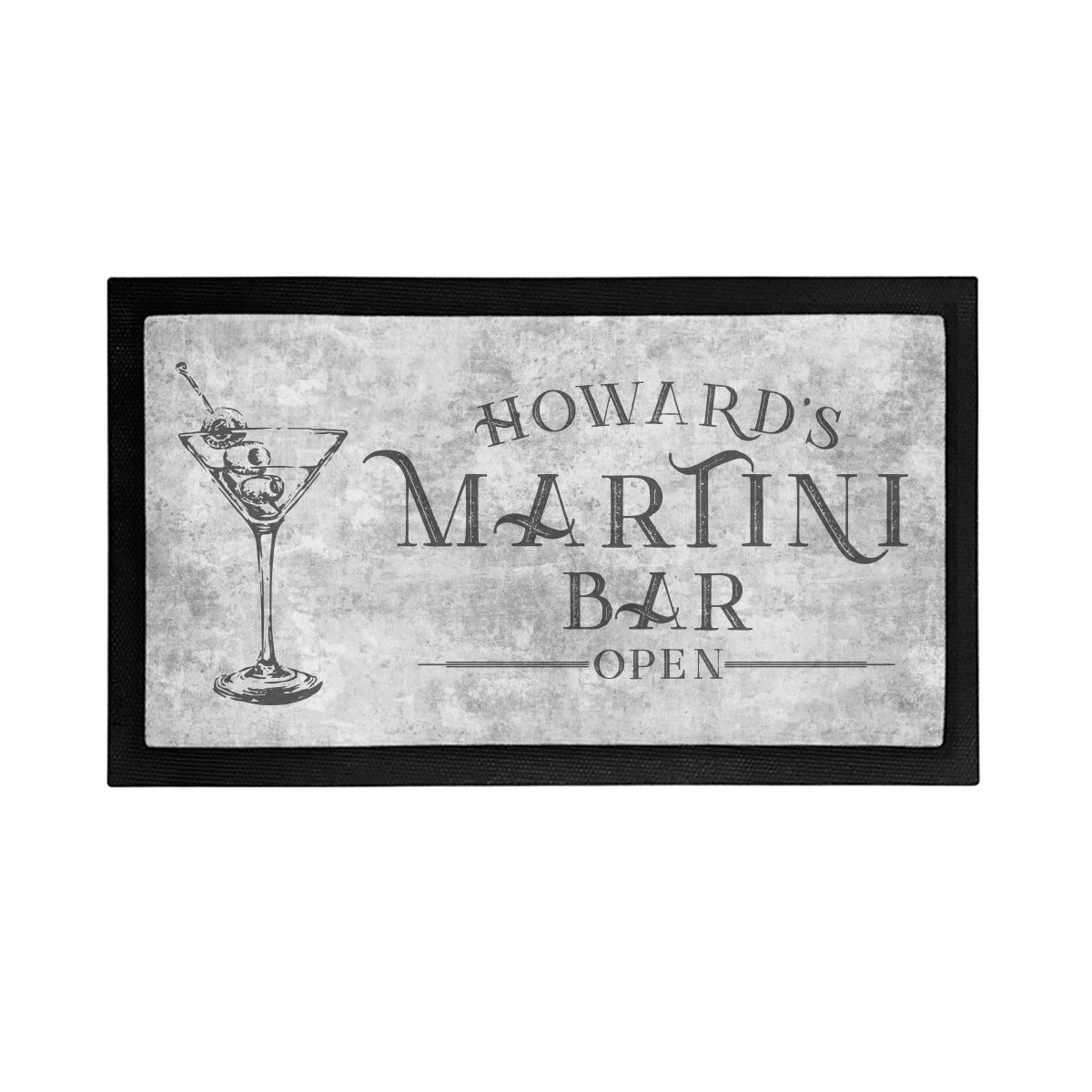 Personalized Martini Bar is Open Mat - Placemat Style Rubber Bar Mat