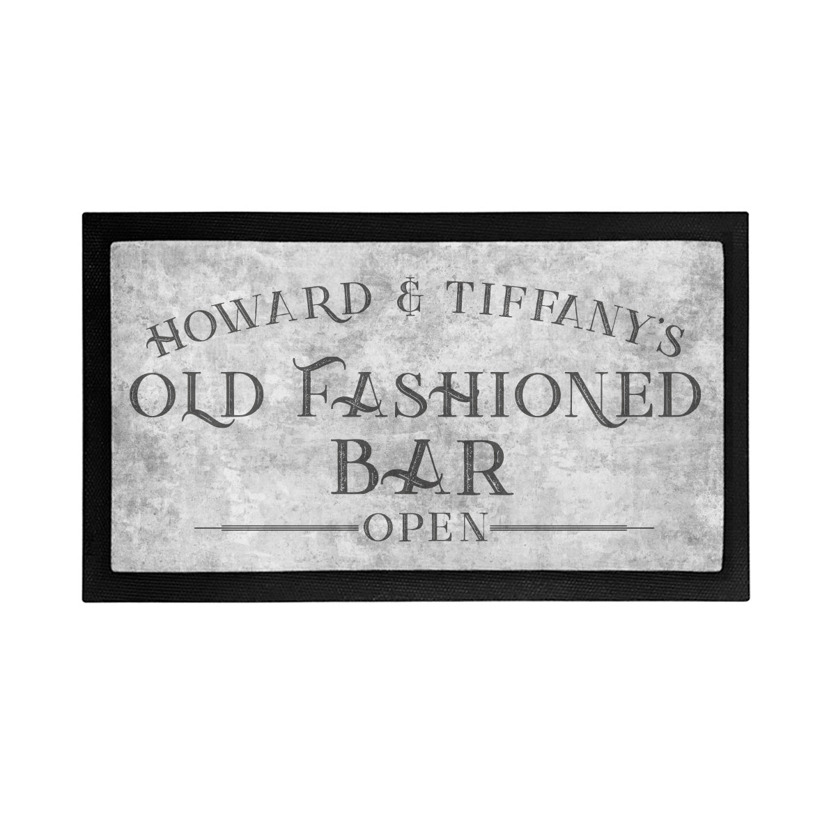 Personalized Old Fashioned Bar is Open Mat - Placemat Style Rubber Bar Mat