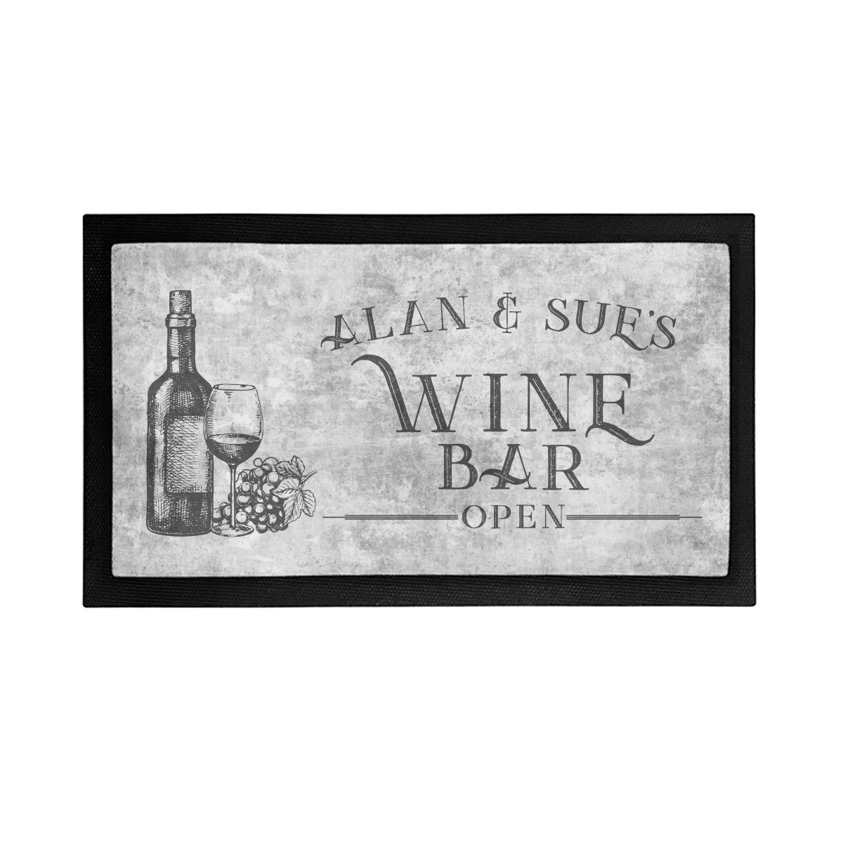 Personalized Wine Bar is Open Mat - Placemat Style Rubber Bar Mat
