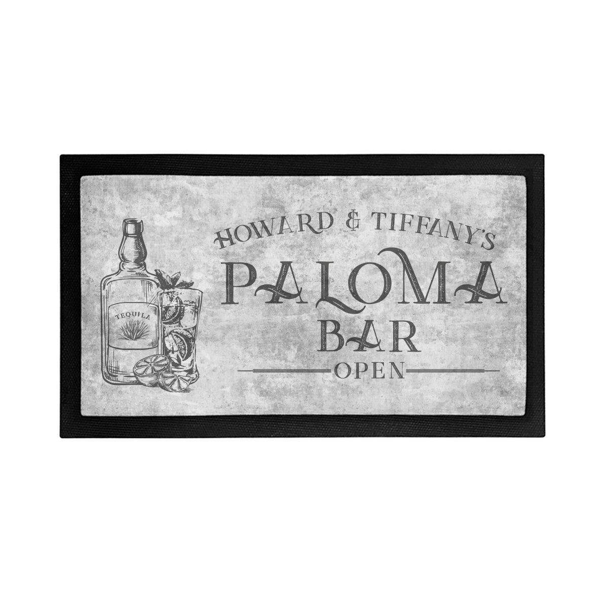 Personalized Paloma Bar is Open Mat - Placemat Style Rubber Bar Mat