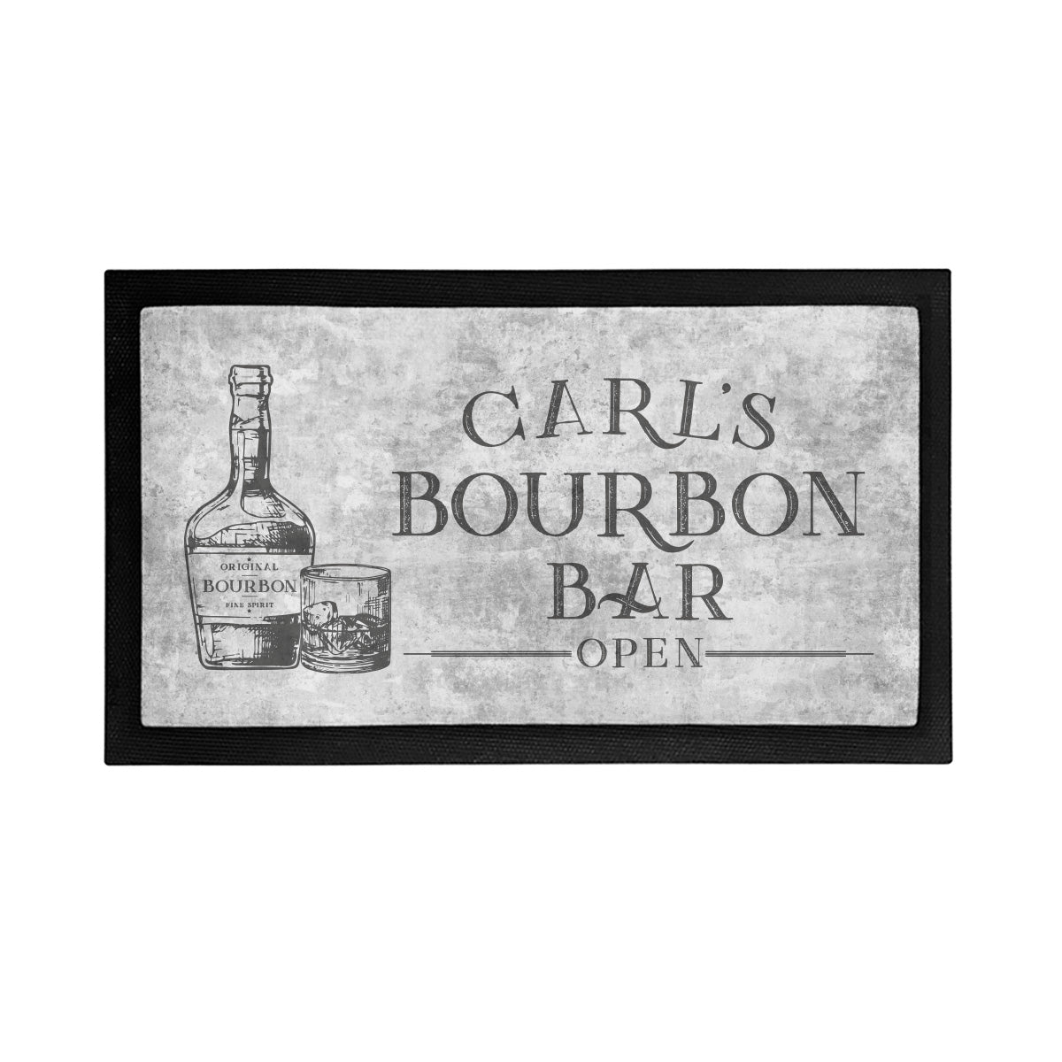 Personalized Bourbon Bar is Open Mat - Placemat Style Rubber Bar Mat