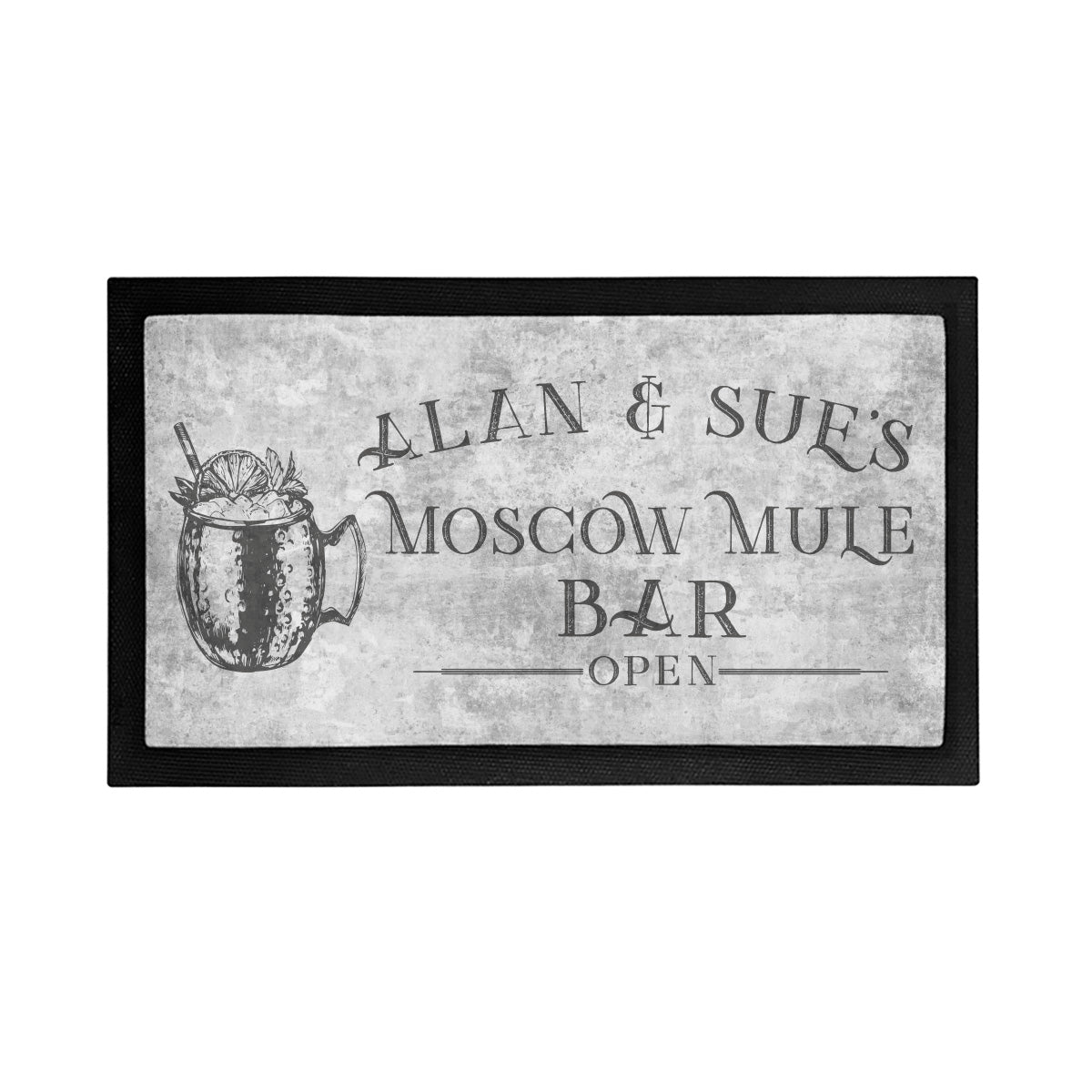 Personalized Moscow Mule Bar is Open Mat - Placemat Style Rubber Bar Mat