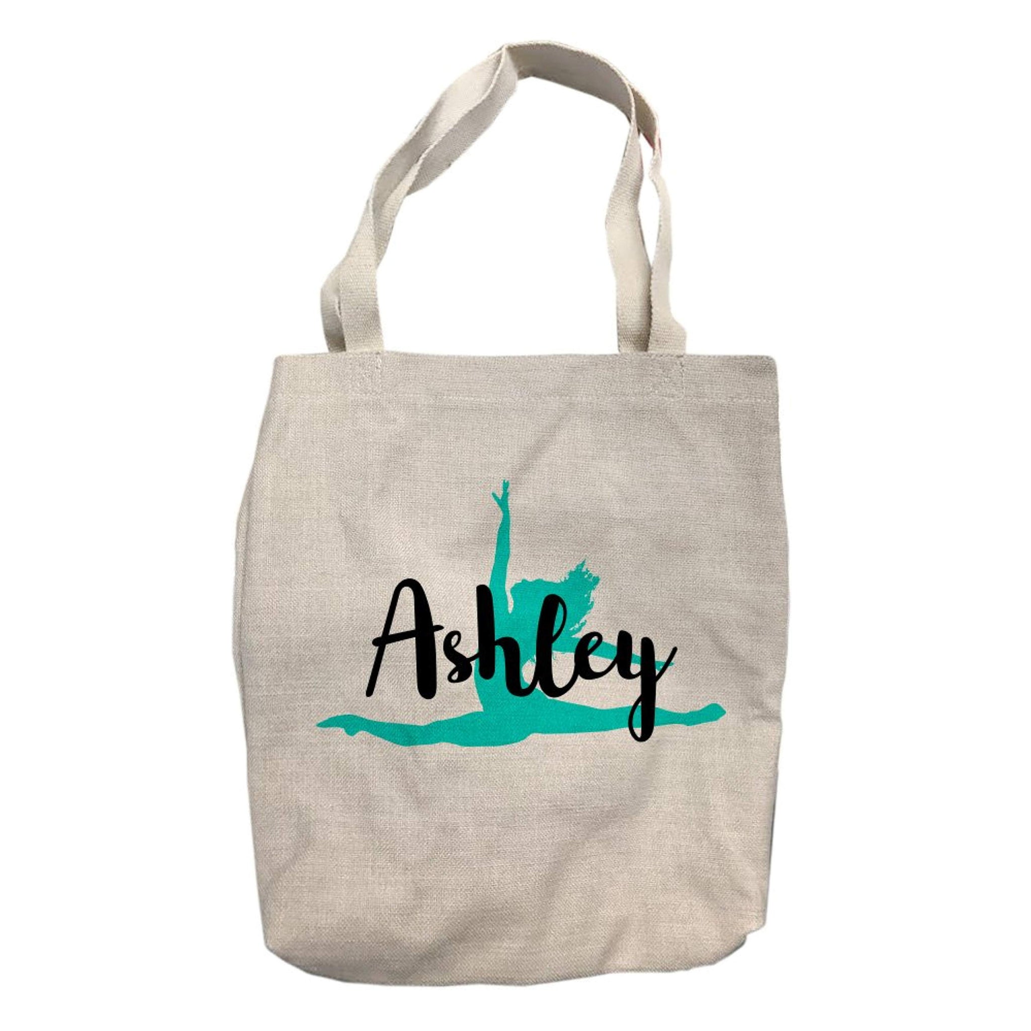 Personalized Turquoise Leaping Dancer Tote Bag