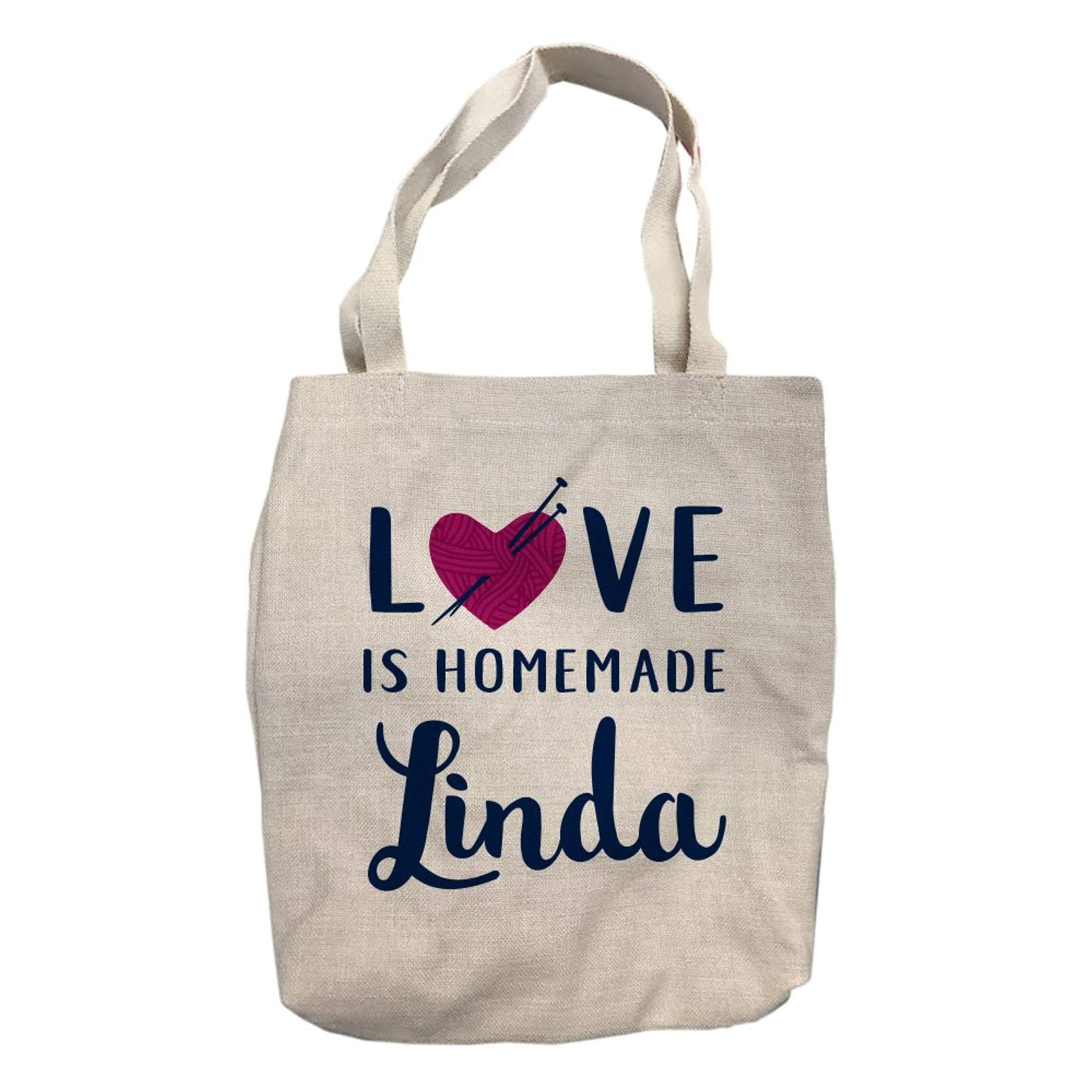Personalized Love is Homemade Knitting Tote Bag