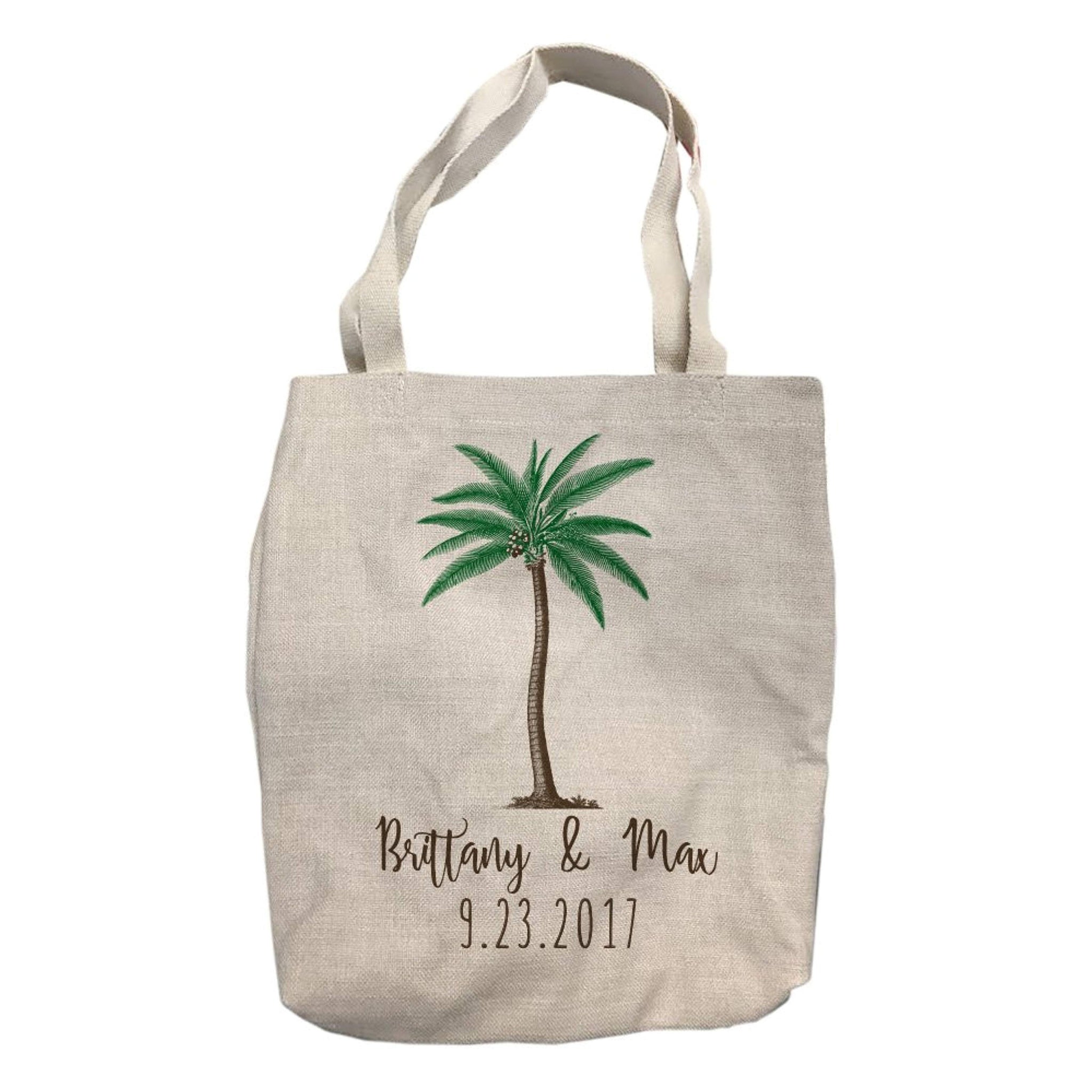 Personalized Palm Tree Couples Names Tote Bag