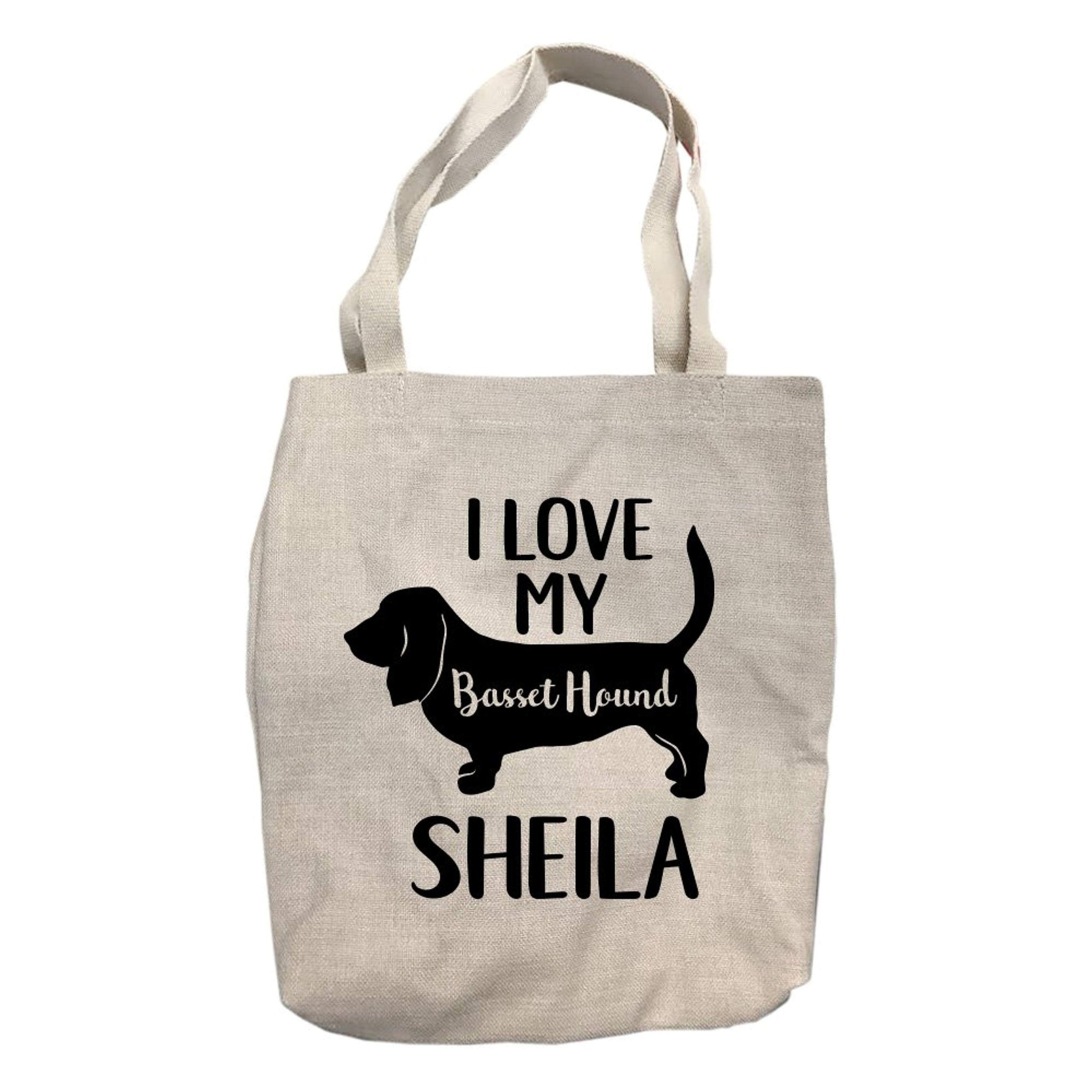 Personalized I Love My Basset Hound Tote Bag