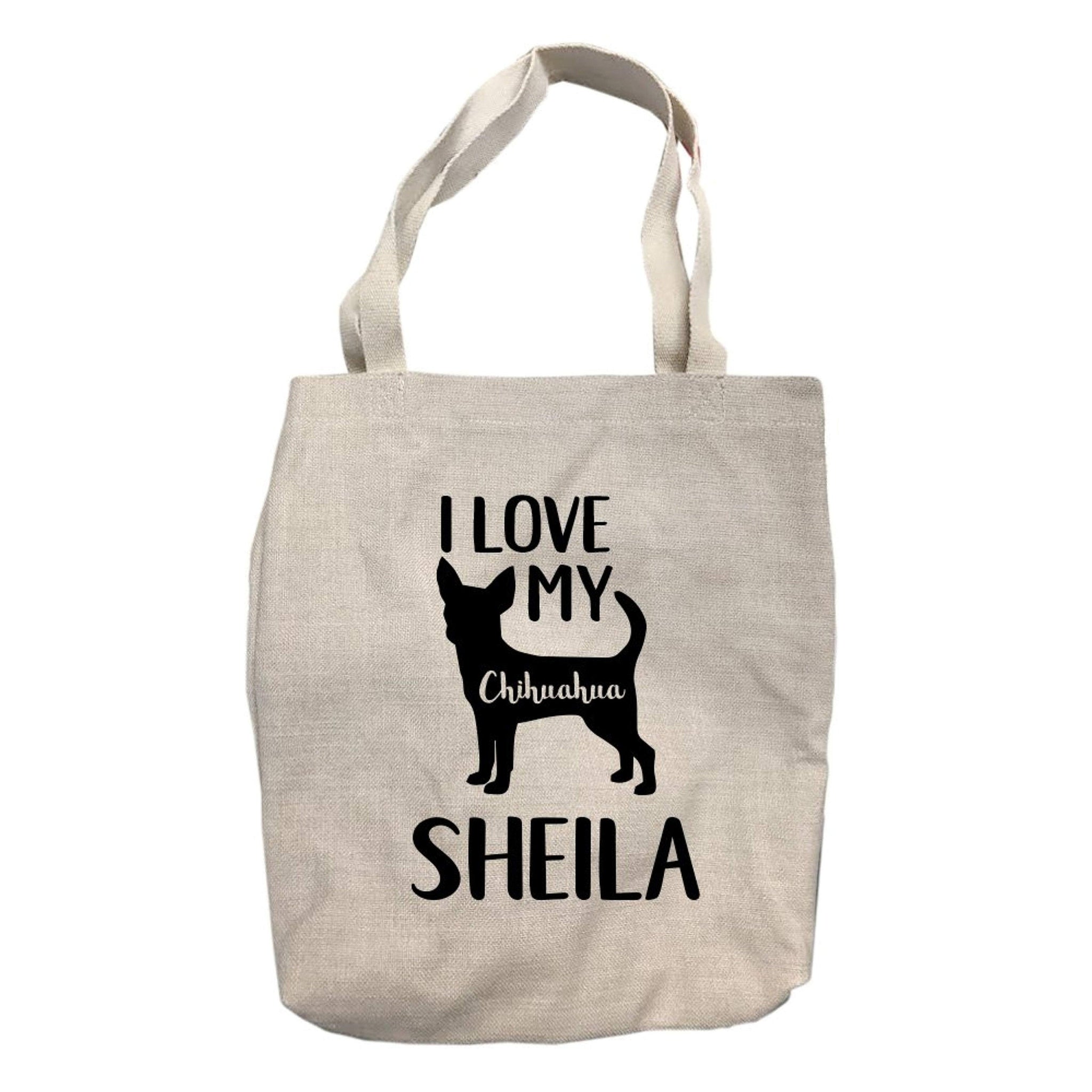 Personalized I Love My Chihuahua Tote Bag