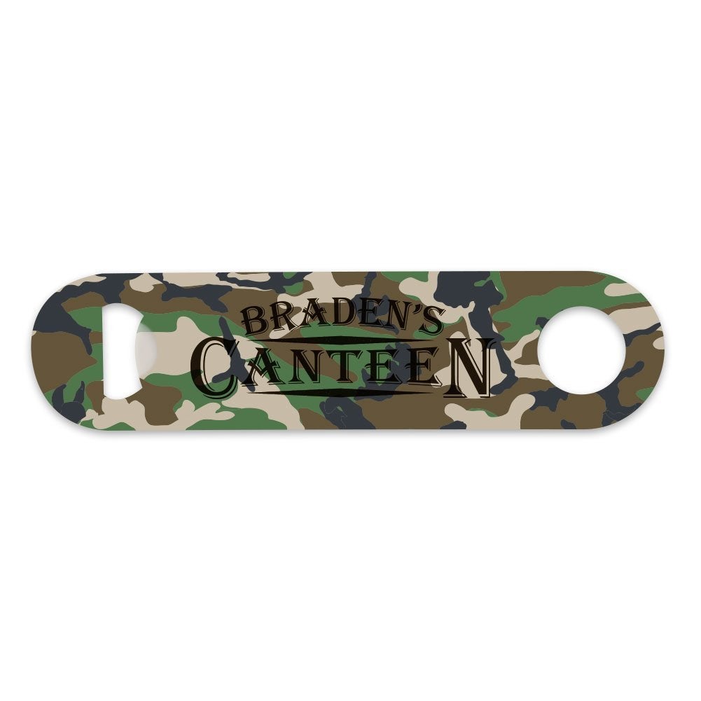 Personalized Woodland Camo Canteen Bottle Opener