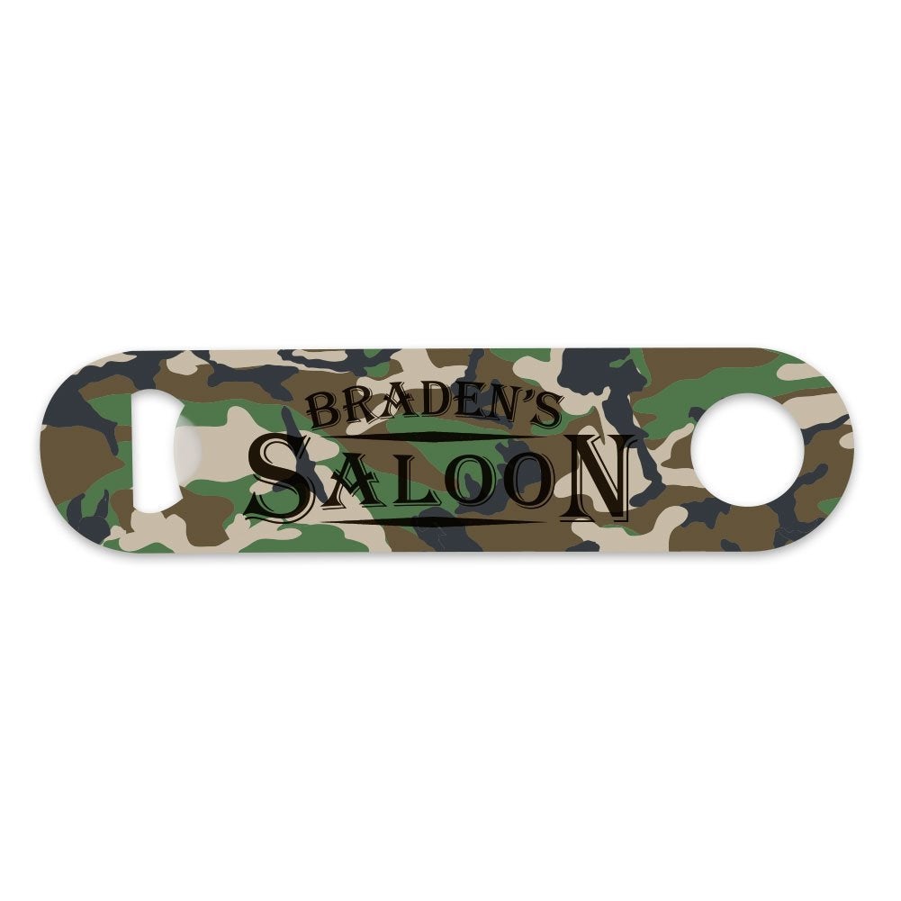 Personalized Woodland Camo Saloon Bottle Opener