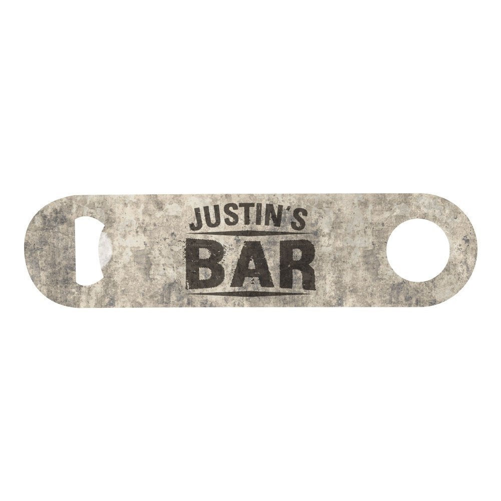 Personalized Stainless Steel Metal Bar Style Concrete Grunge Bar Bottle Opener