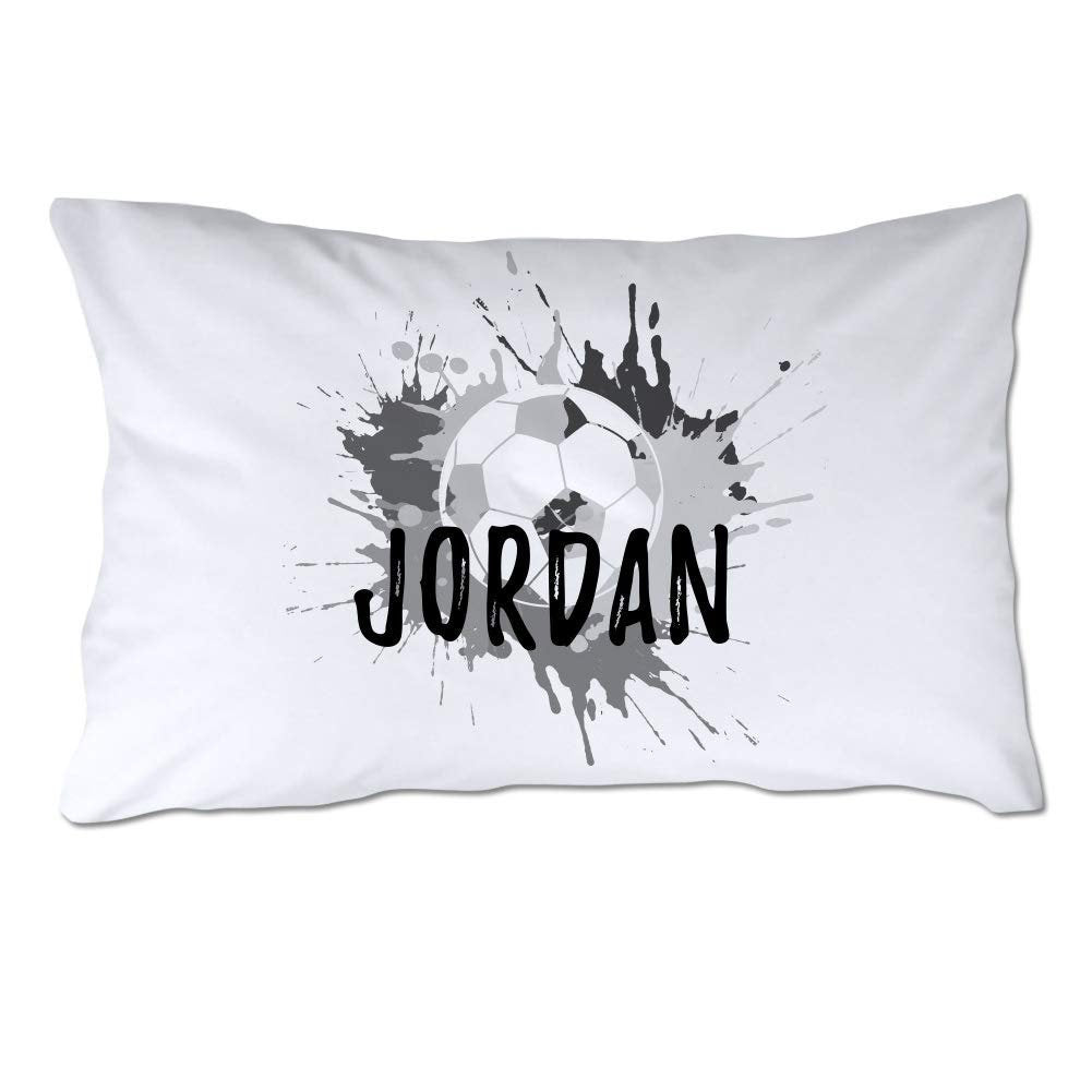 Personalized Soccer Pillowcase with Gray Splash