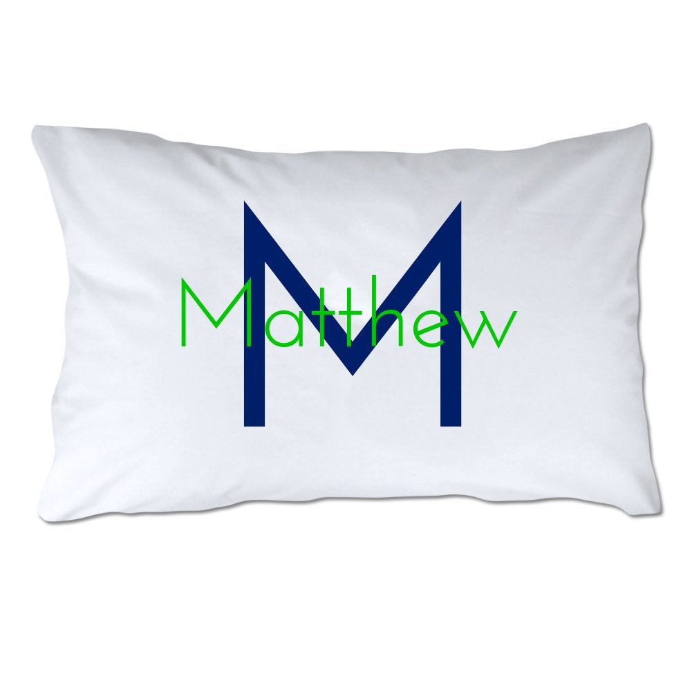 Personalized Toddler Size Name and Initial Pillowcase with Pillow Included