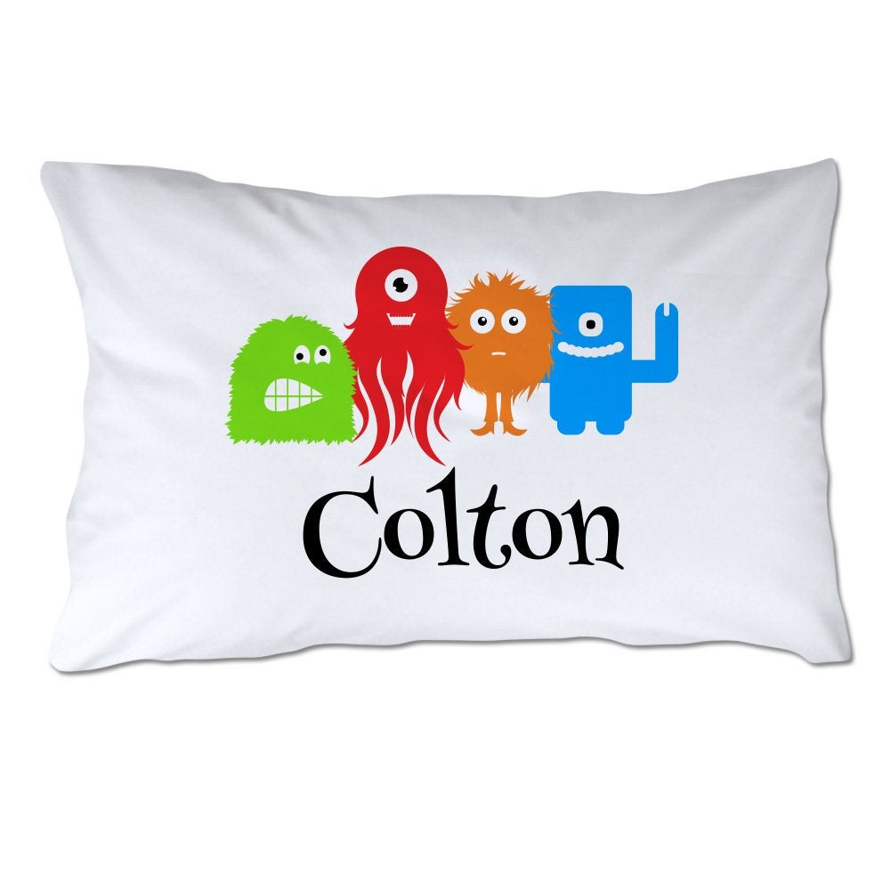 Personalized Toddler Size Little Monsters Pillowcase with Pillow Included