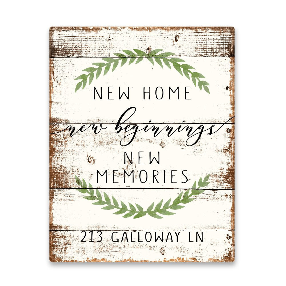 Personalized New Home New Beginnings New Memories Metal Wall Art