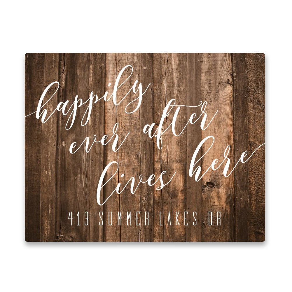 Personalized Address Happily Ever After Lives Here Wall Art