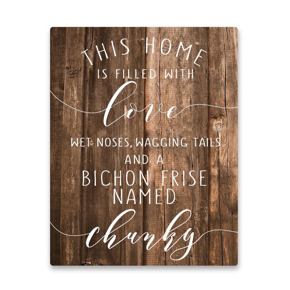 Personalized Bichon Frise Home is Filled with Love Metal Wall Art
