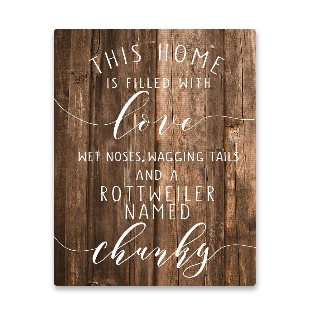 Personalized Rottweiler Home is Filled with Love Metal Wall Art