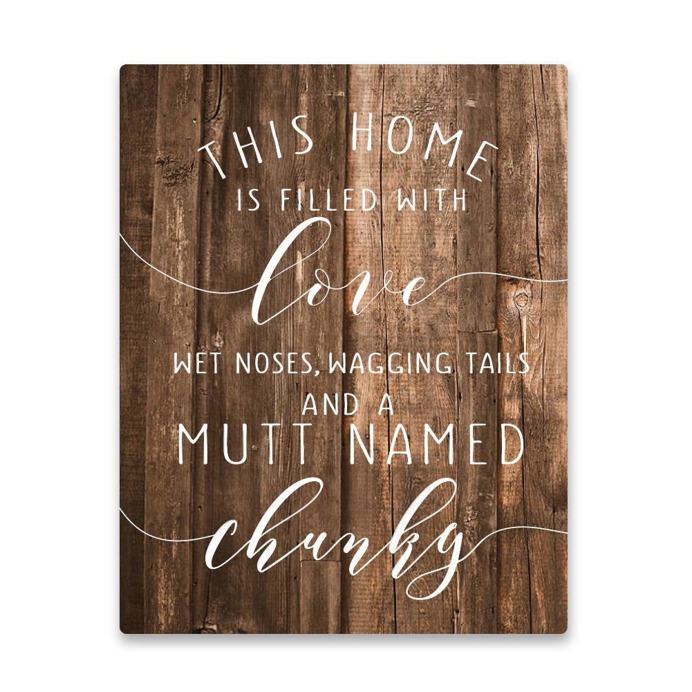 Personalized Mutt Home is Filled with Love Metal Wall Art