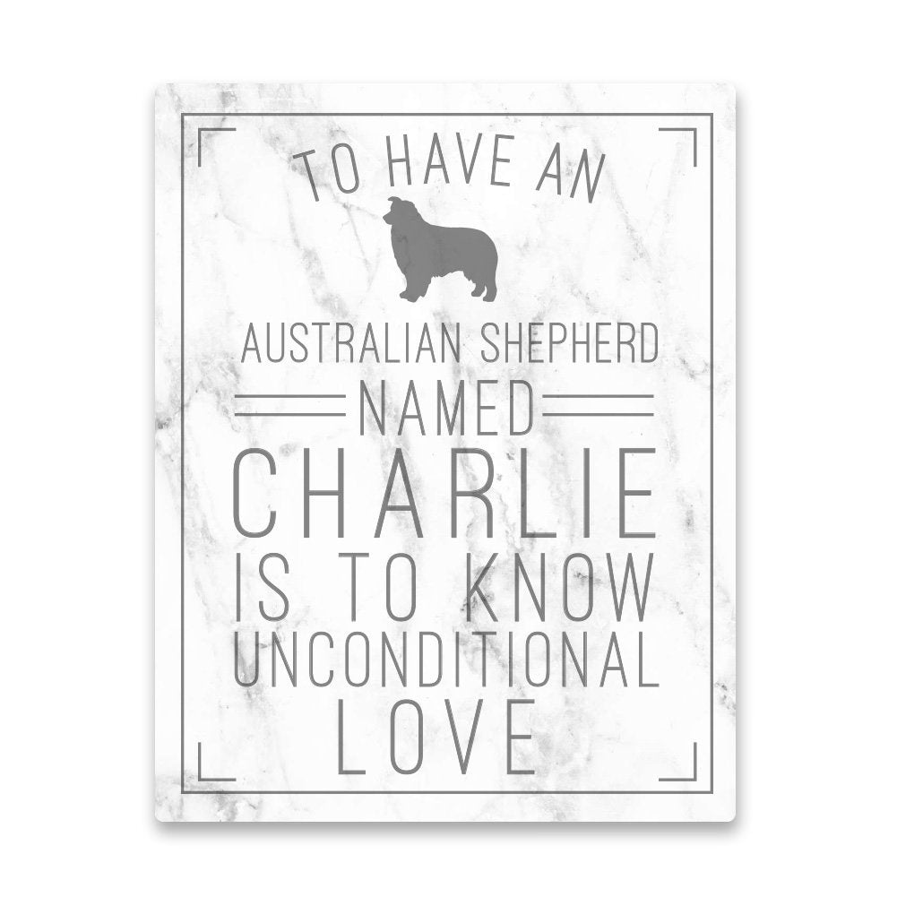 Personalized Australian Shepherd Unconditional Love Metal Wall Art