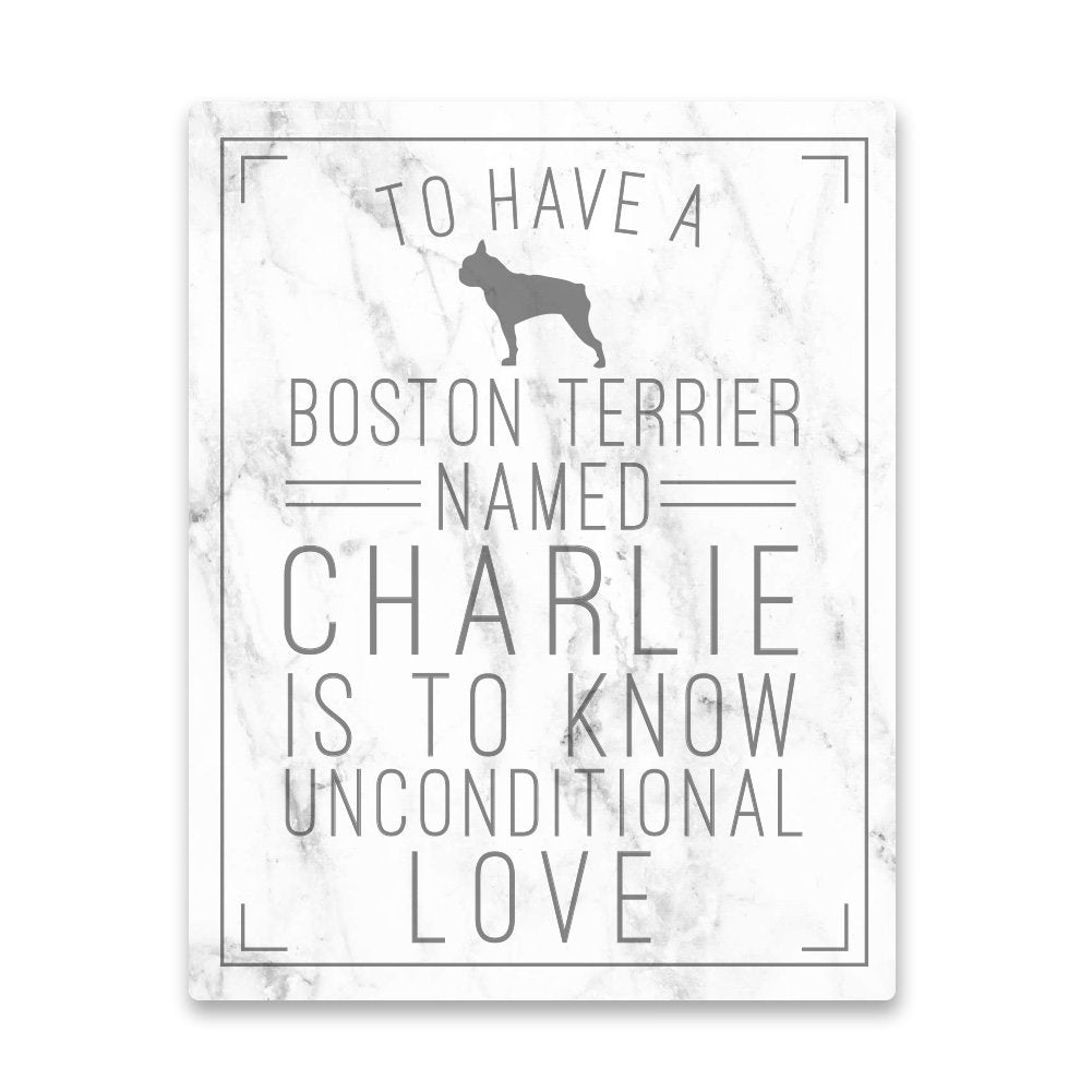 Personalized Boston Terrier Unconditional Love Metal Wall Art