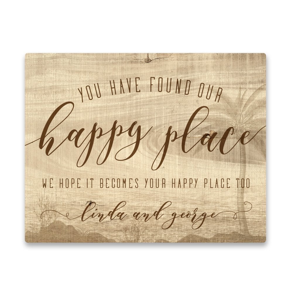 Personalized Happy Place Beach House Aluminum Metal Wall Art