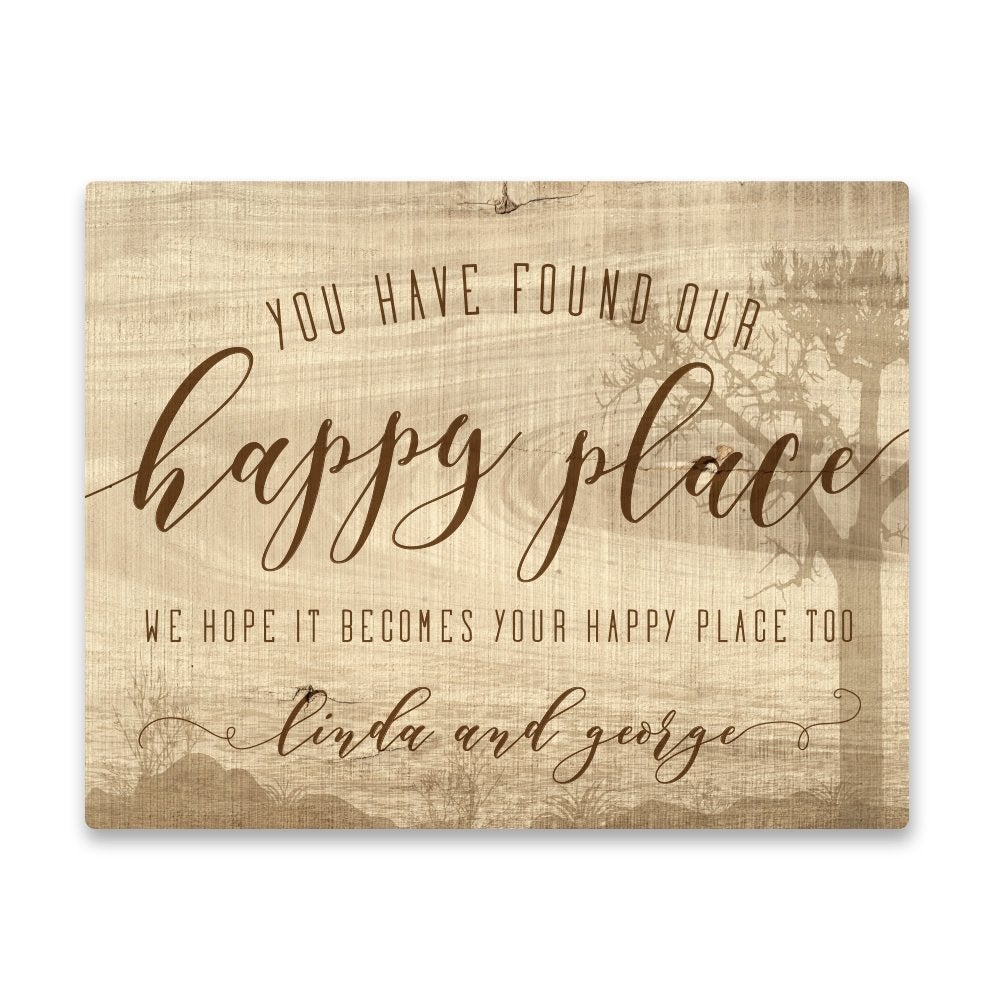 Personalized Happy Place Lake House Aluminum Metal Wall Art