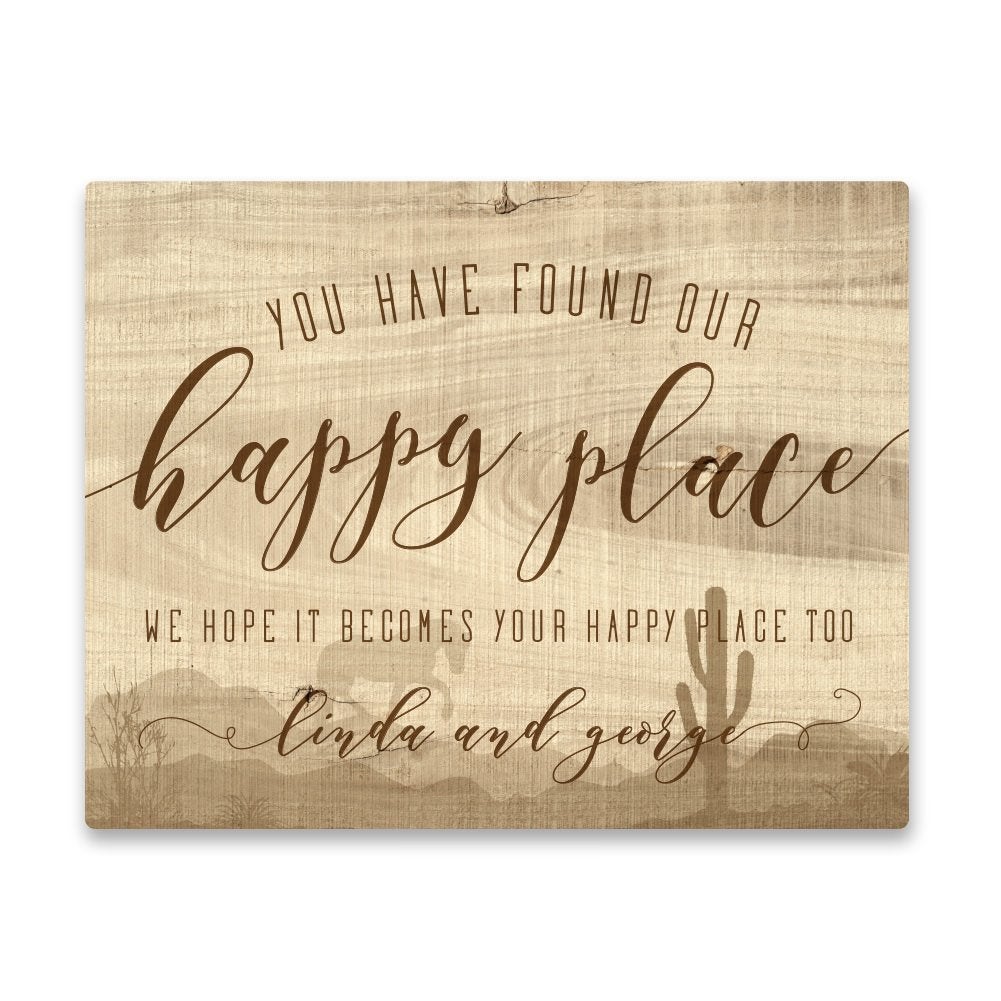Personalized Happy Place Ranch House Aluminum Metal Wall Art