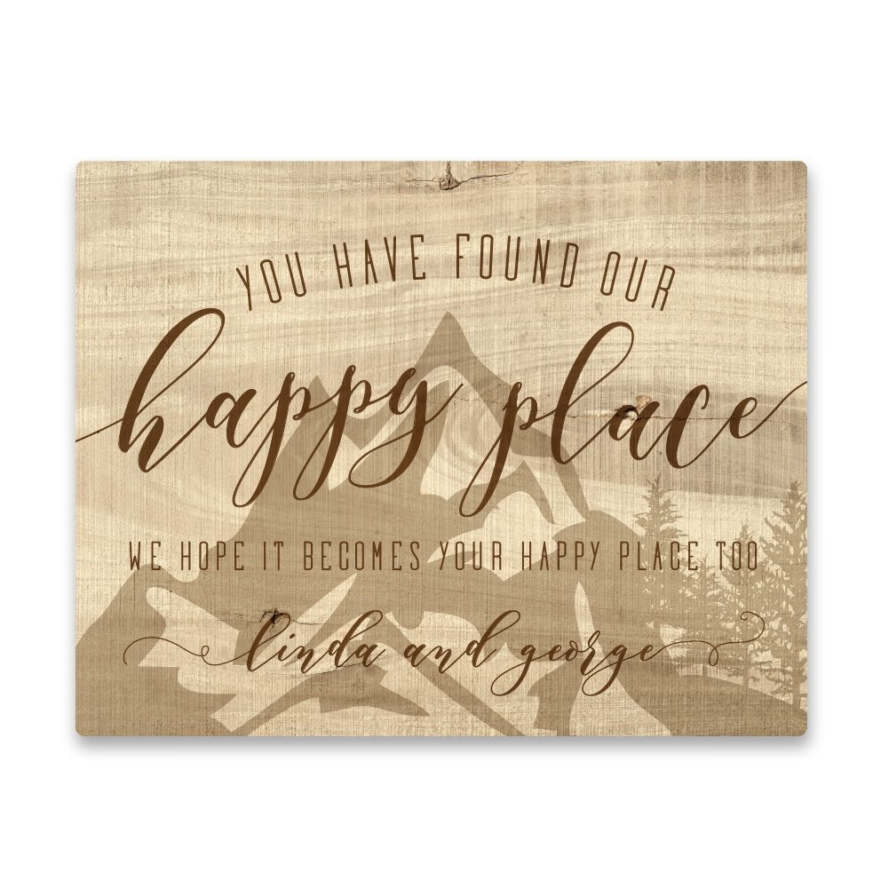 Personalized Happy Place Mountain Home Metal Wall Art