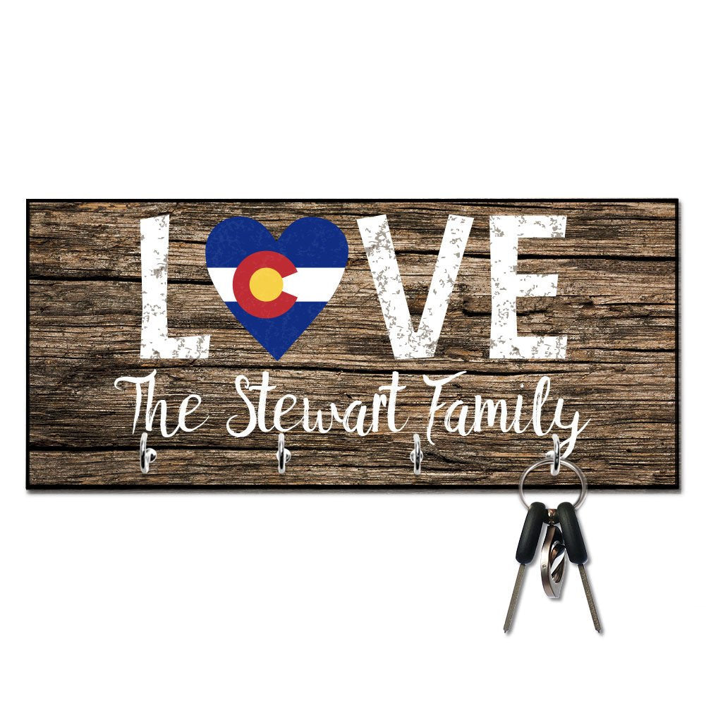 Personalized Love Colorado State Flag Key Hanger
