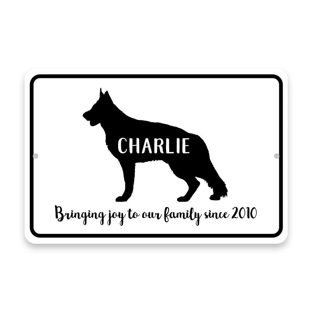 Personalized German Shepherd Bringing Joy to Our Lives Metal Room Sign