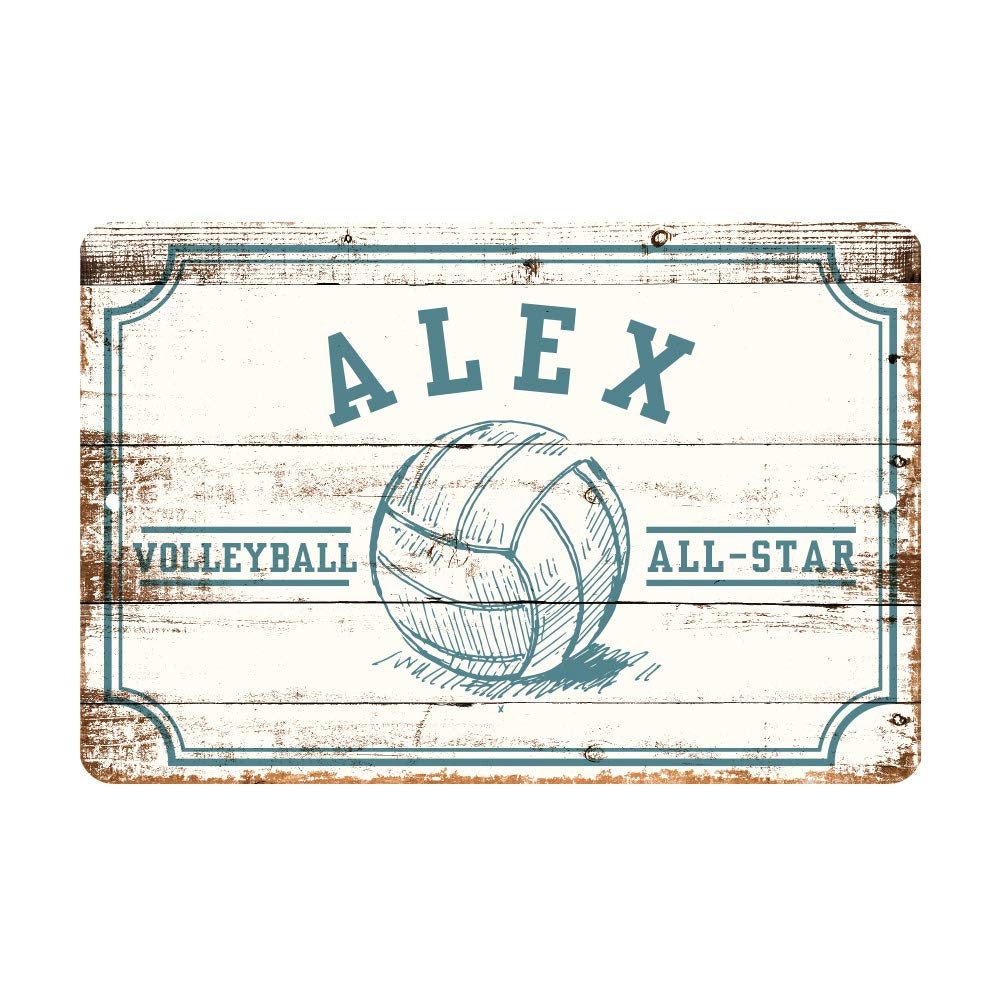 Personalized Volleyball All Star Metal Wall Decor - Aluminum All Star Volleyball Sign with Volleyball
