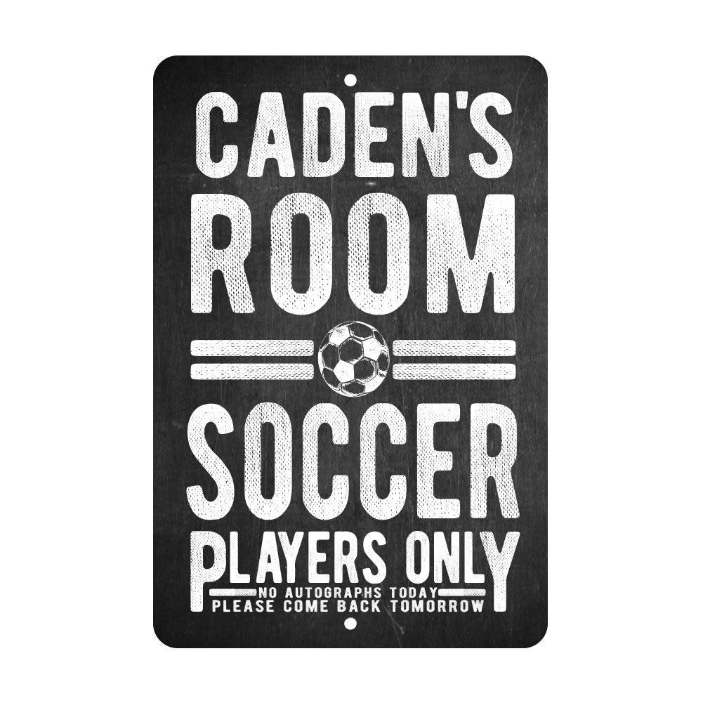 Personalized Soccer Players Only - No Autographs Metal Room Sign - Aluminum Soccer Wall Decor