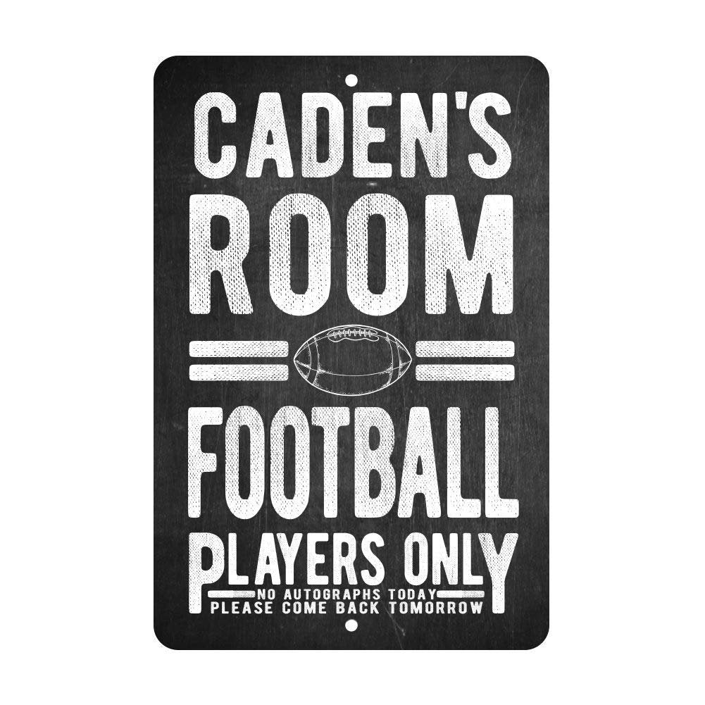 Personalized Football Players Only - No Autographs Metal Room Sign - Aluminum Football Wall Decor