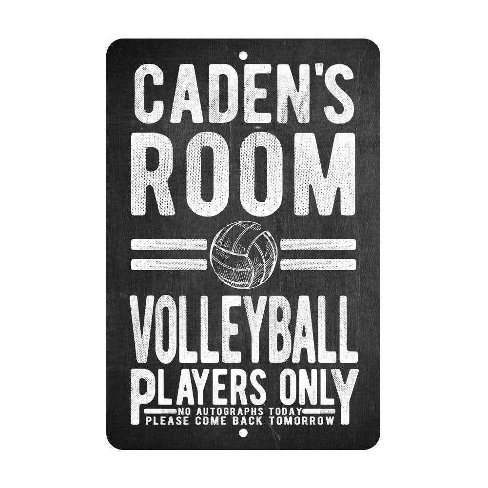 Personalized Volleyball Players Only - No Autographs Metal Room Sign - Aluminum Volleyball Wall Decor