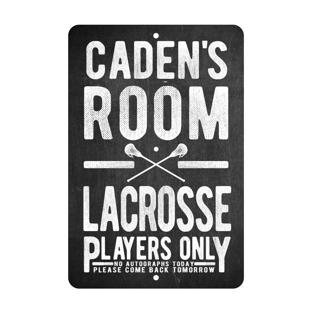 Personalized Boy's Lacrosse Players Only - No Autographs Metal Room Sign - Aluminum Lacrosse Wall Decor