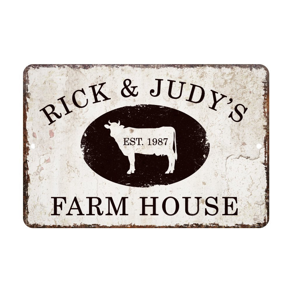 Personalized Vintage Distressed Look Farm House Metal Room Sign