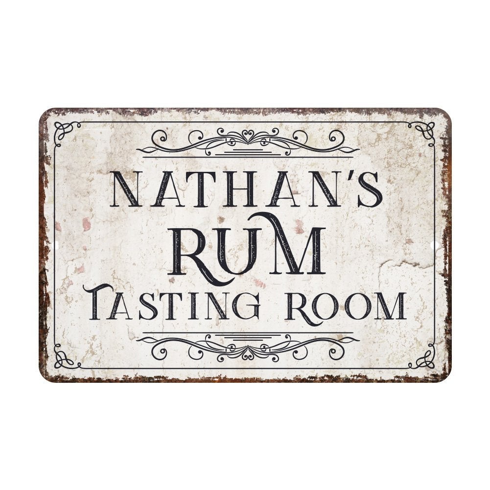 Personalized Vintage Distressed Look Rum Tasting Room Metal Sign