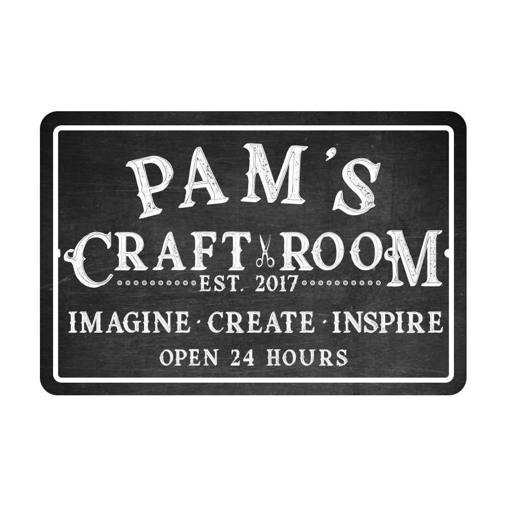 Personalized Craft Room Chalkboard Look Metal Room Sign