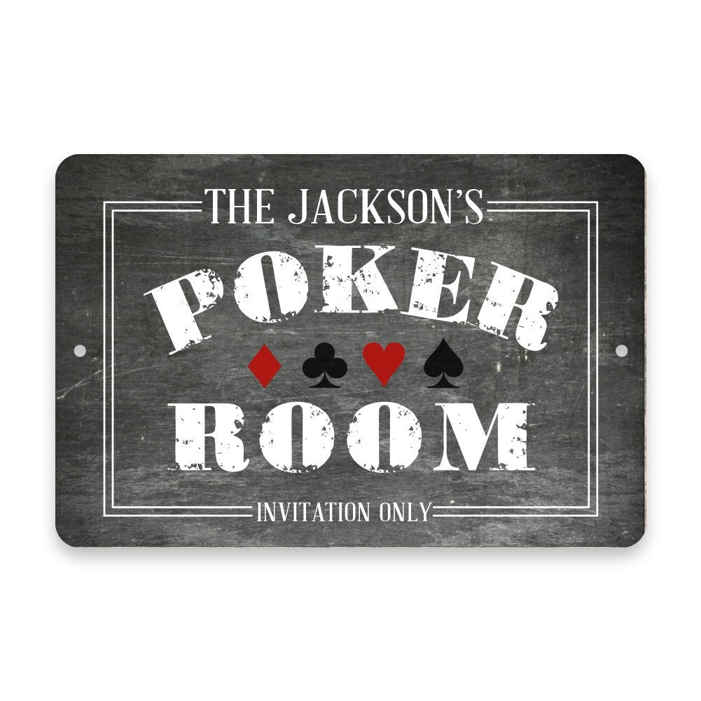 Personalized Chalkboard Poker Room Metal Room Sign