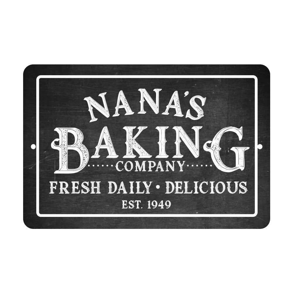 Personalized Chalkboard Baking Company Metal Room Sign