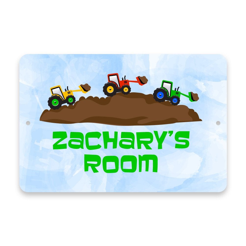 Personalized Construction Zone Metal Room Sign