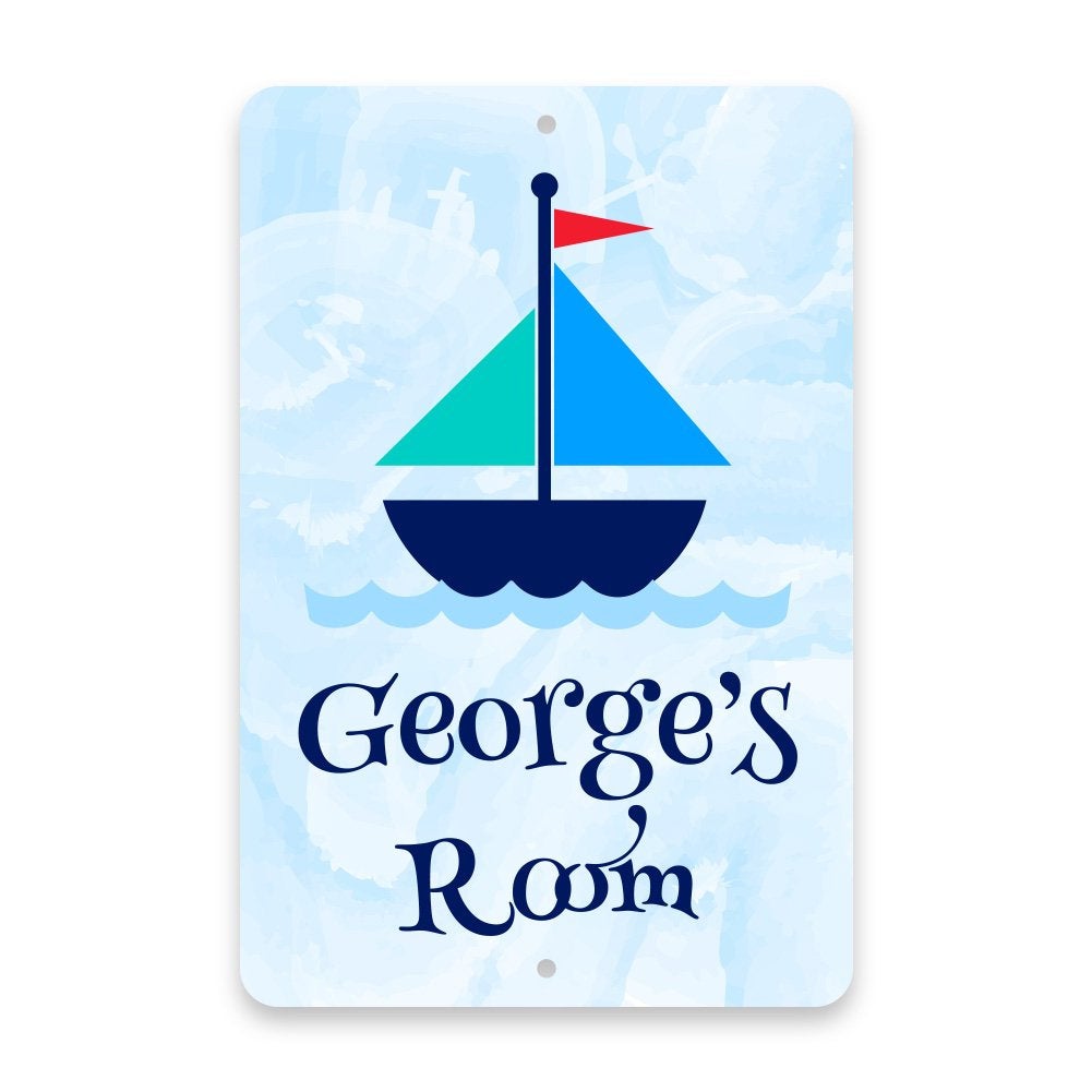 Personalized Sail Boat Metal Room Sign