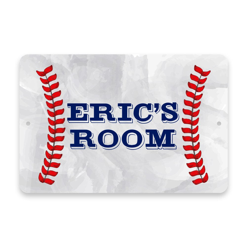 Personalized Baseball Stitches Metal Room Sign