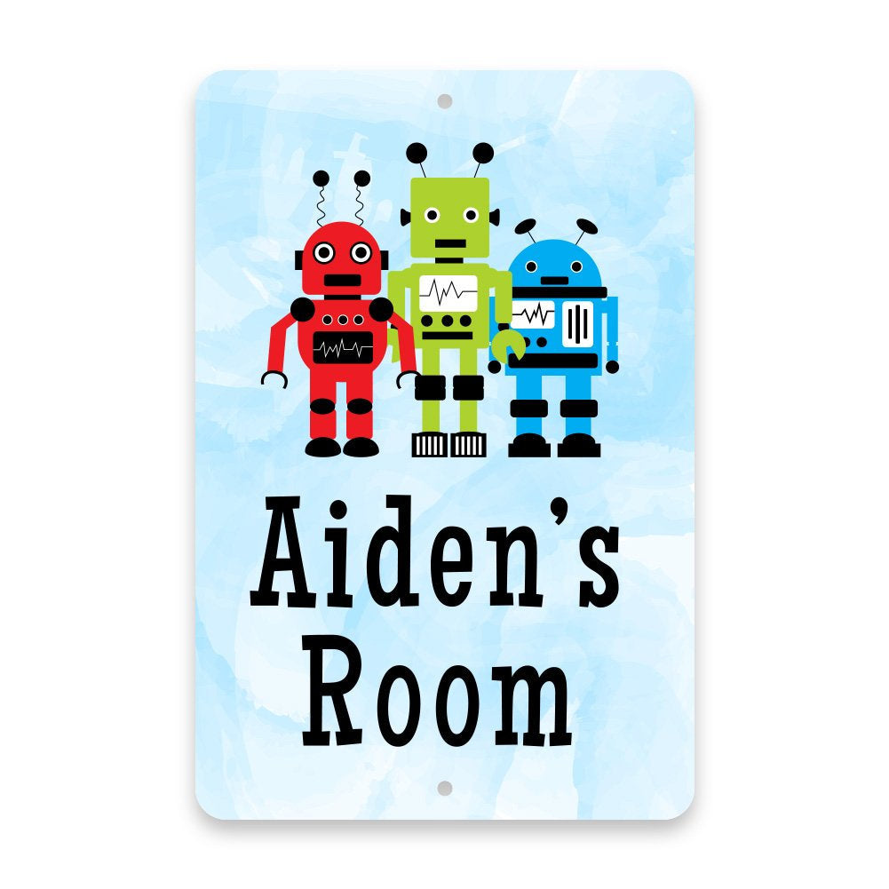 Personalized Robots Metal Room Sign