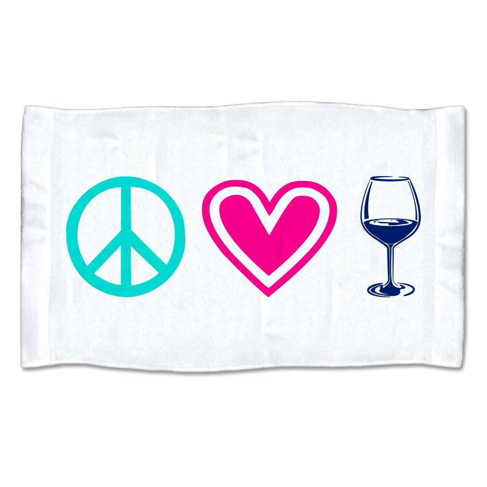 Small Peace Love Wine Towel