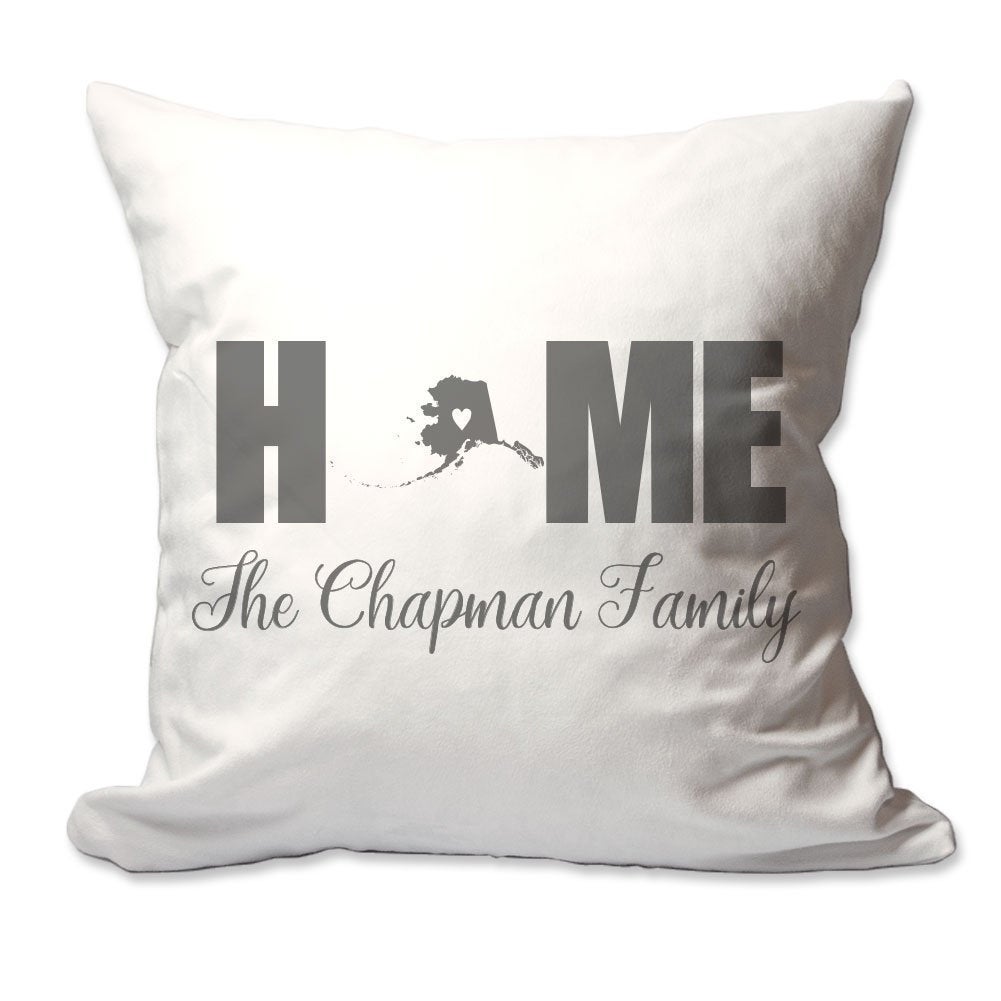 Personalized Alaska Home with Heart Throw Pillow  - Cover Only OR Cover with Insert