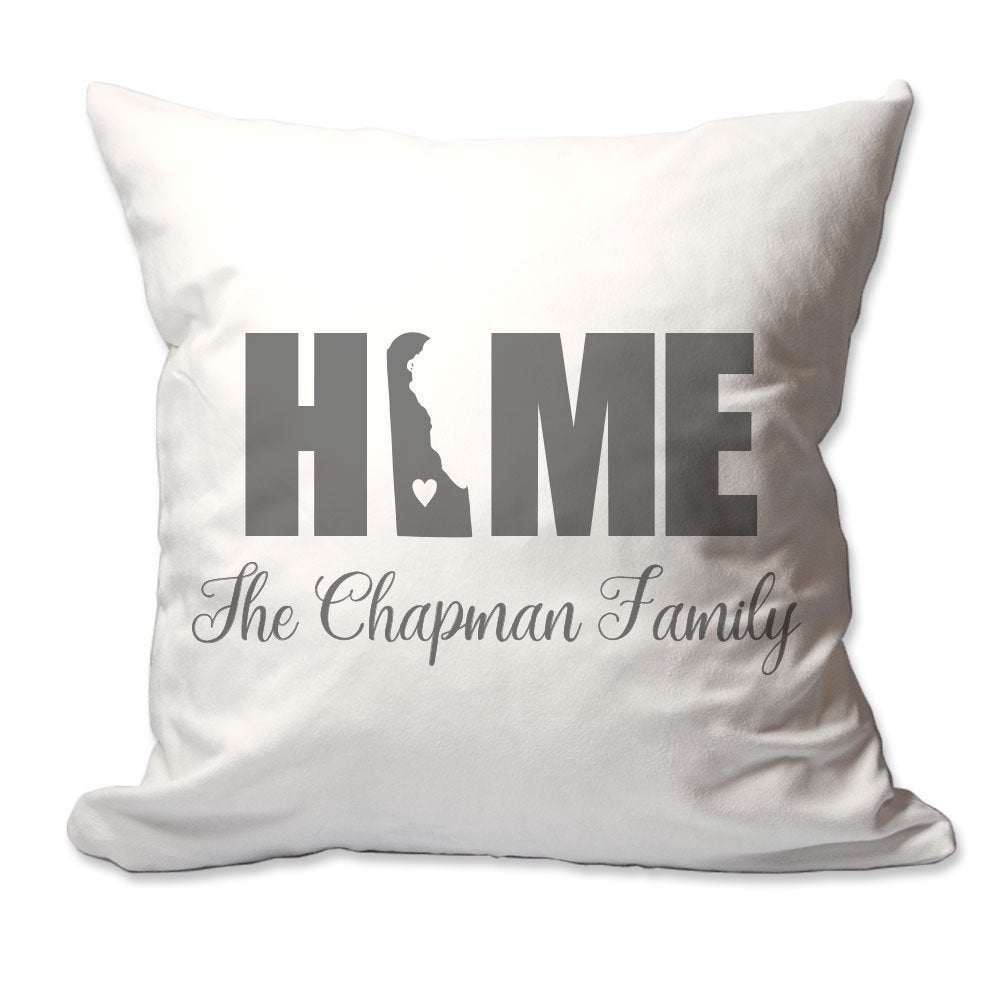Personalized Delaware Home with Heart Throw Pillow  - Cover Only OR Cover with Insert
