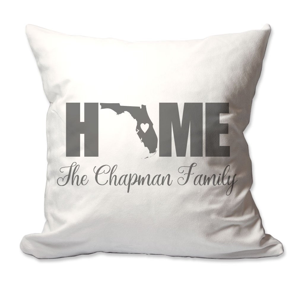 Personalized Florida Home with Heart Throw Pillow  - Cover Only OR Cover with Insert