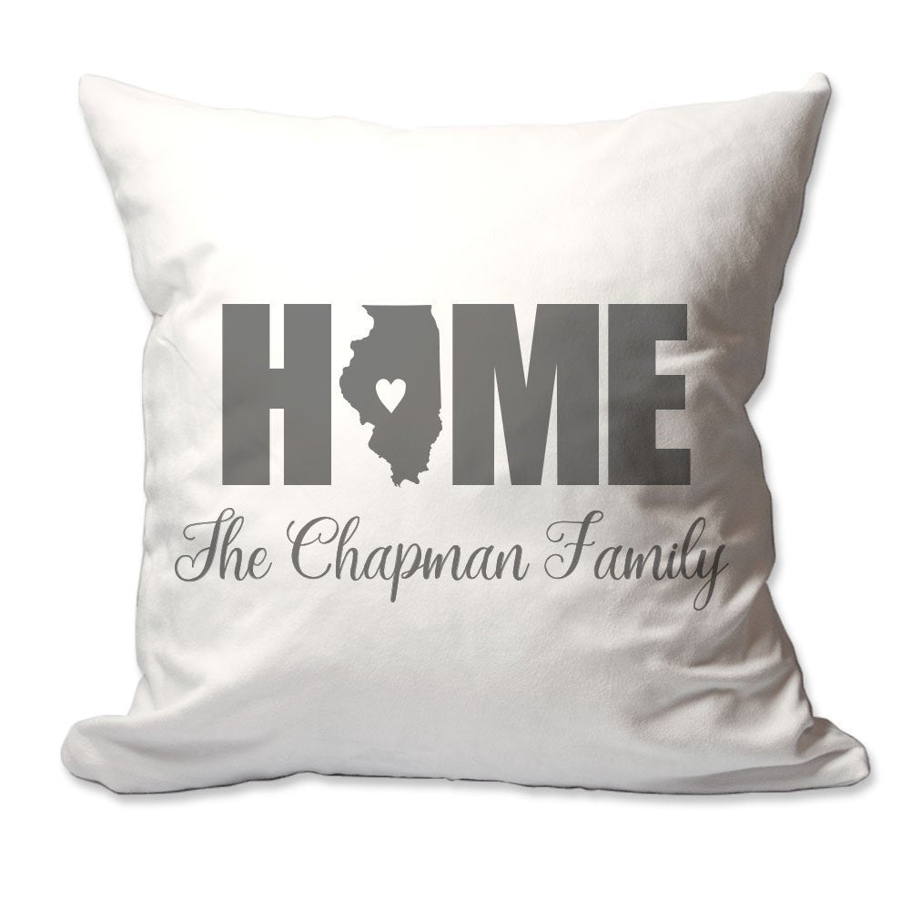 Personalized Illonois Home with Heart Throw Pillow  - Cover Only OR Cover with Insert