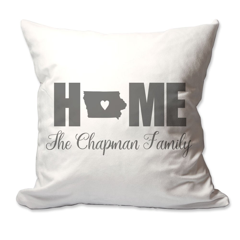 Personalized Iowa Home with Heart Throw Pillow  - Cover Only OR Cover with Insert